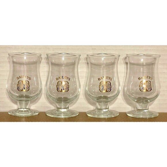 Baileys Stemmed Shot Sipping Tulip Glasses(4) Cordial Celtic Knot Vintage - Picture 1 of 1